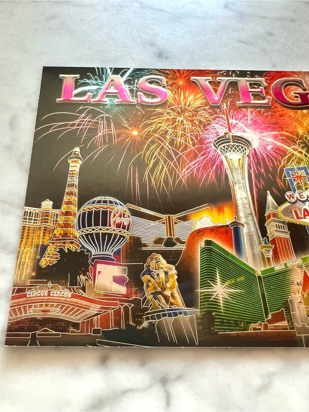 (2) Vintage Las Vegas Postcards Etched and Foiled